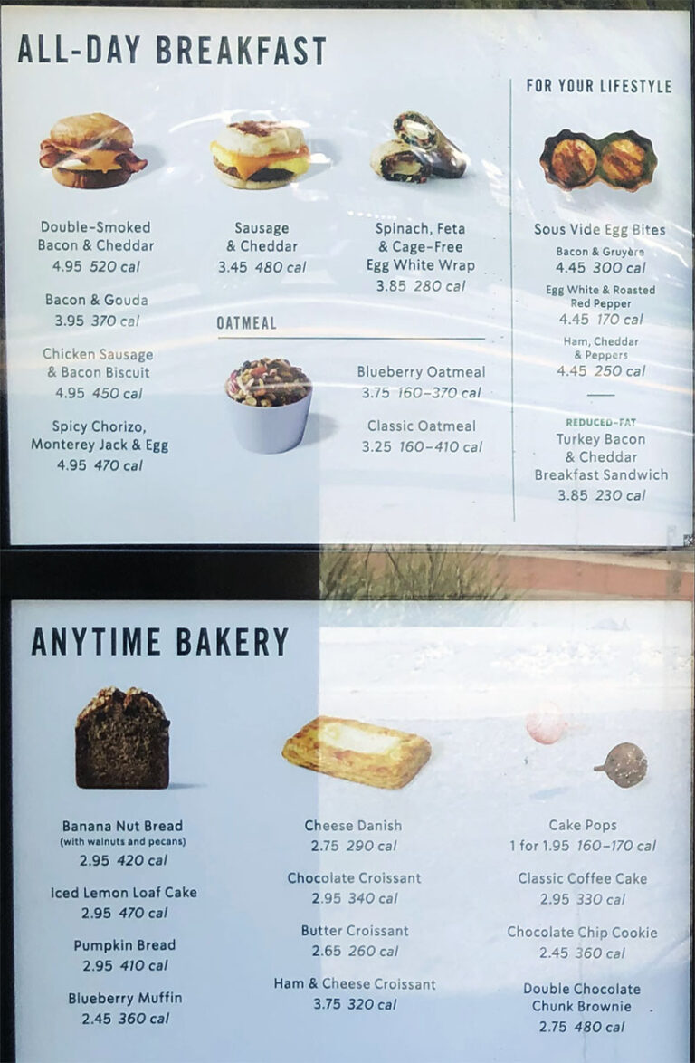 Starbucks Breakfast Menu With Prices